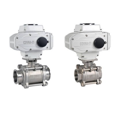 COVNA 2 Way 12V 3 Piece Ball Valve On Off Electric Motorized Water Flow Control Ball Valve