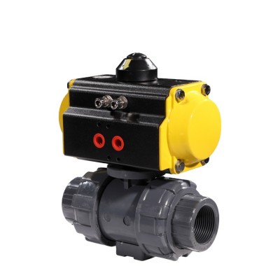 Double Union UPVC Plastic Two Ways Pneumatic Control Ball Valve Double Acting